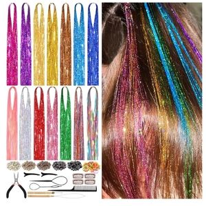 Vibrant Glitter Hair Tinsel Kit 14 Colors-4900 Strands